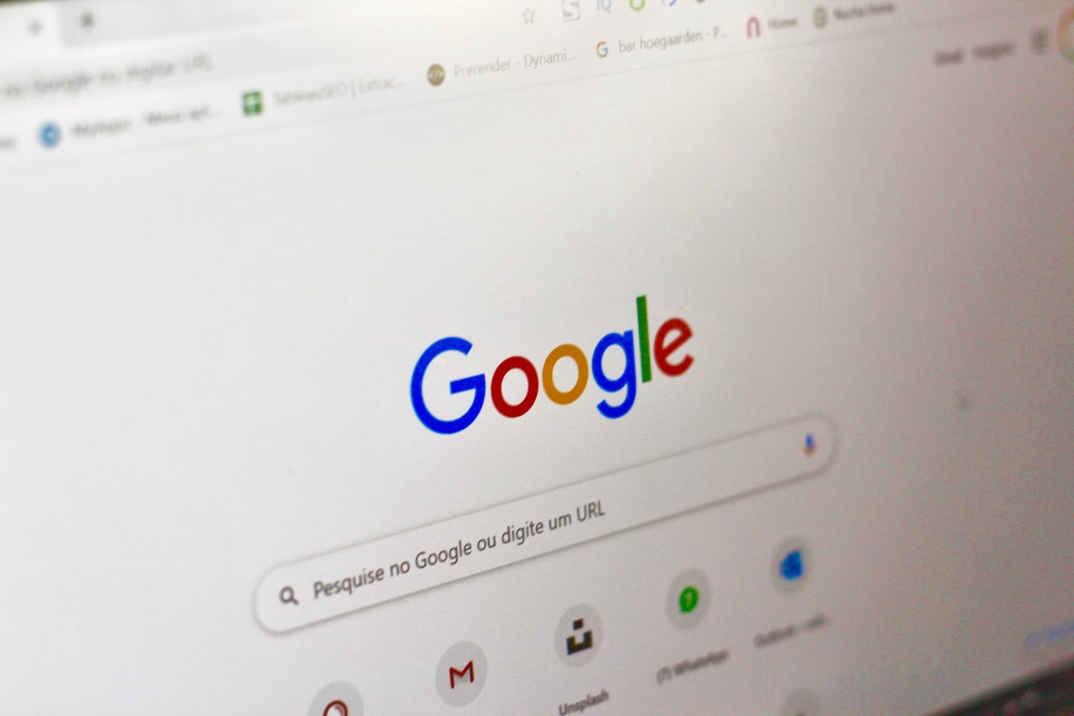 Pantalla con la página de búsqueda de Google