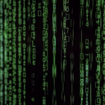 Código y datos sobre una pantalla como símbolo de confianza y regulación de IA