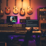 Estudio de música con equipos de grabación y producción sonora