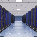 Sala de servidores que simboliza infraestructura y control de modelos de inteligencia artificial
