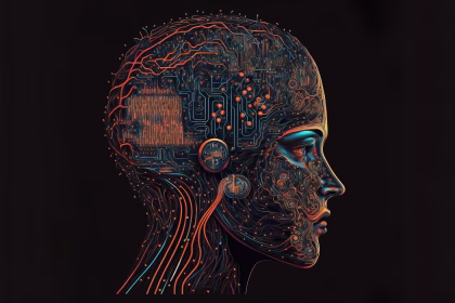Ilustracion de un rostro de inteligencia artificial para representar un modelo anonimo