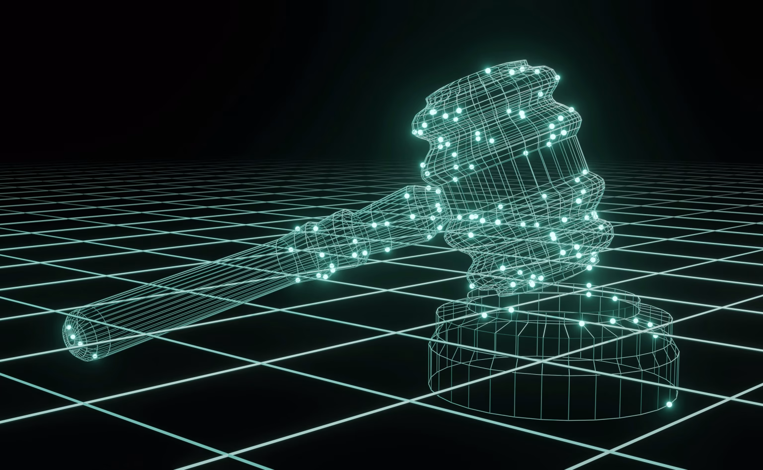 Mazo de juez digital, imagen relacionada con regulación tecnológica e inteligencia artificial