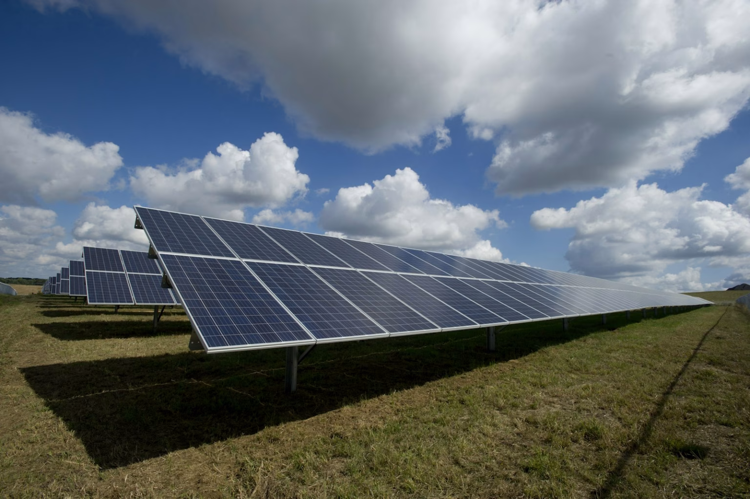 Paneles solares en una planta fotovoltaica, imagen asociada a software para operaciones renovables.