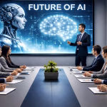 Presentación corporativa sobre inteligencia artificial, imagen temática para GPT-6 Astra y agentes de IA.