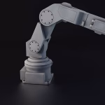 Brazo robótico industrial, imagen temática para visión artificial y automatización de plantas de residuos.