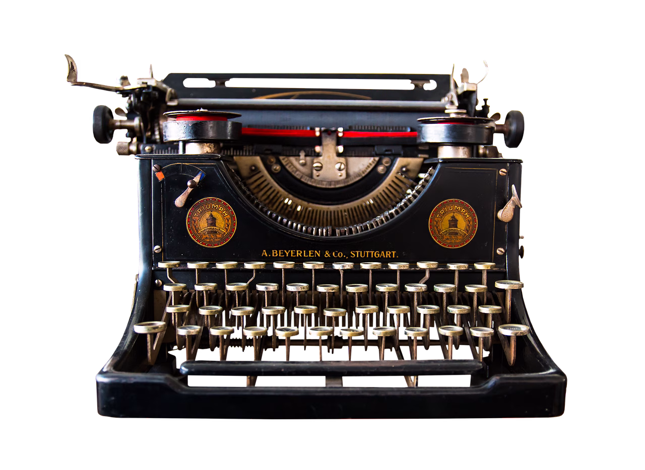 Máquina de escribir clásica, imagen temática para autores, edición y derechos de autor ante la IA.
