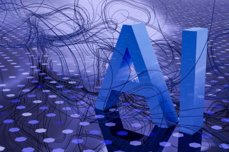 Pantalla con patrones digitales asociada a supervisión de agentes de inteligencia artificial.