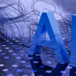 Visualización abstracta de inteligencia artificial en tonos azules